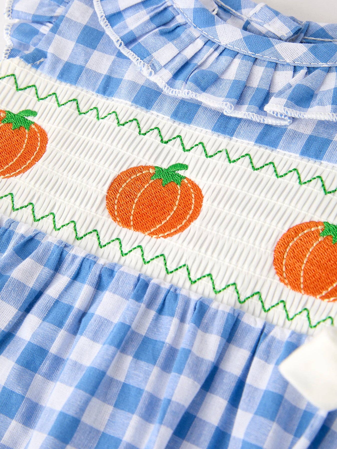 Lil' Pumpkin Smock Embroidery Baby Girl Romper
