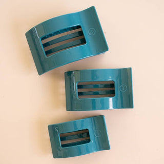 TELETIES Teal With It Large Flat Rectangle Hair Clip