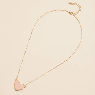 Heart Druzy Stone Charm Short Necklace