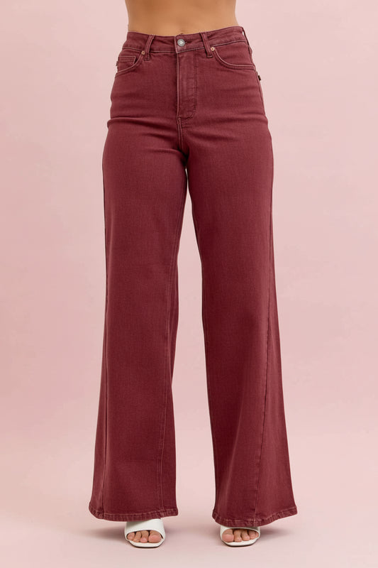 Judy Blue High-Waisted Retro Wide Leg Jeans With Twisted Seams