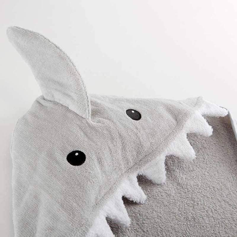 Let the Fin Begin Gray Shark Hooded Towel