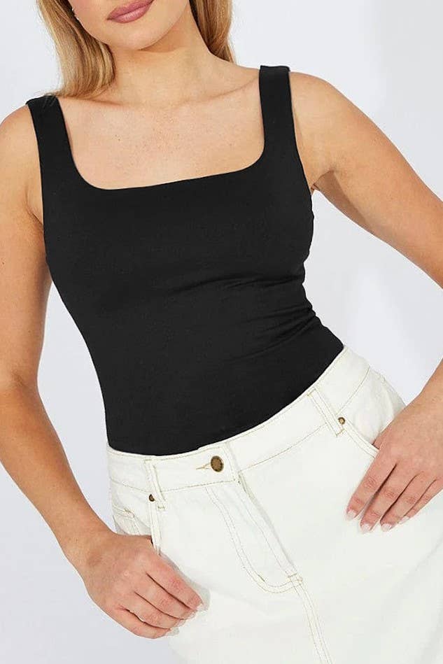 Basic Slim Fit Square Neck Tank Top