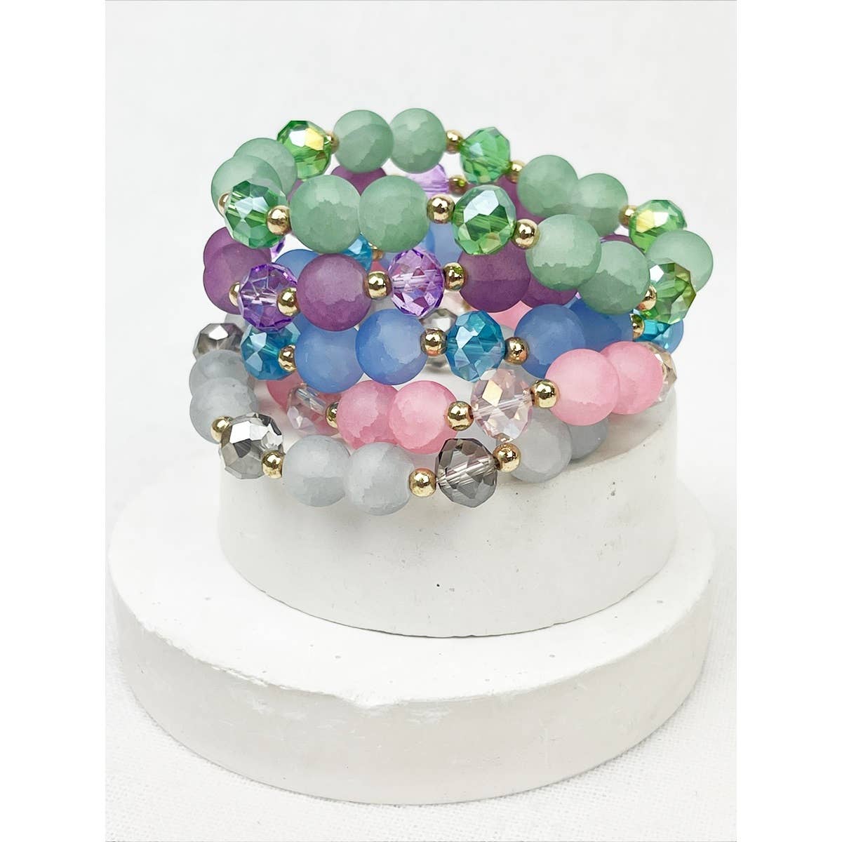Soft Tone Bead Mix Stretch String Bracelet