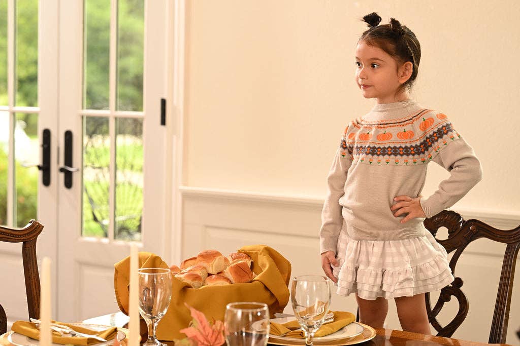 Pumpkin Faire Isle Mini Emerson Crew Sweater