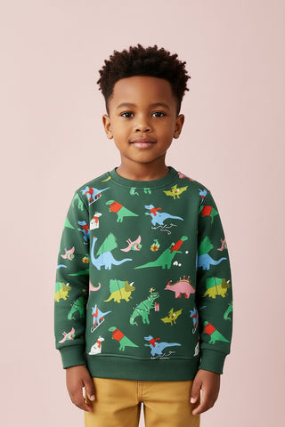 Kids' Dinosaur Christmas Sweatshirt Long Sleeve Crewneck