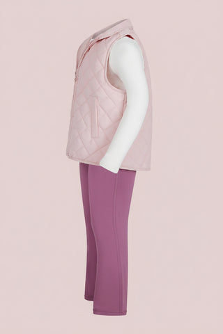 Girls Quilted Sherpa Vest, Long Sleeve Top, & Flare Pants 3-Piece Set