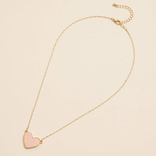 Heart Druzy Stone Charm Short Necklace