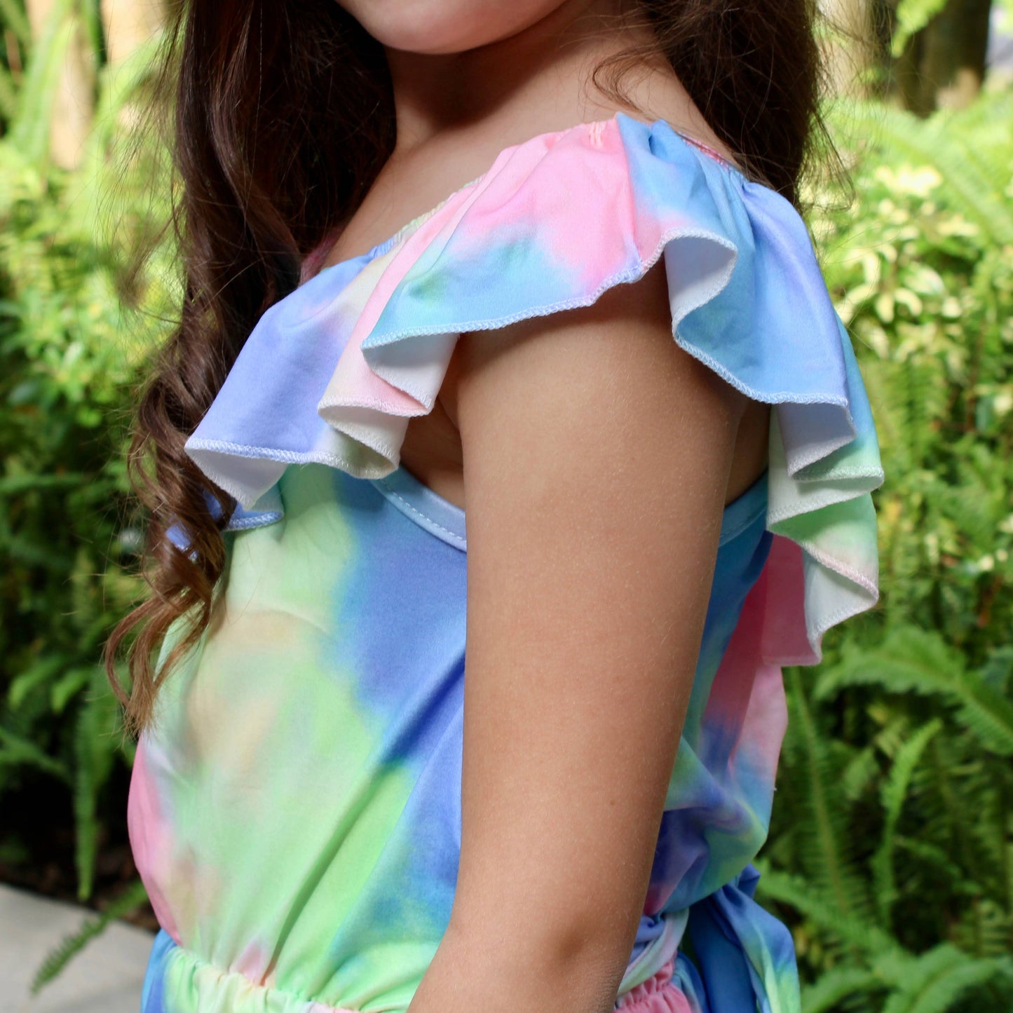 Girls Pastel Tie Dye Shorts Jumpsuit Summer Camp Clothing
