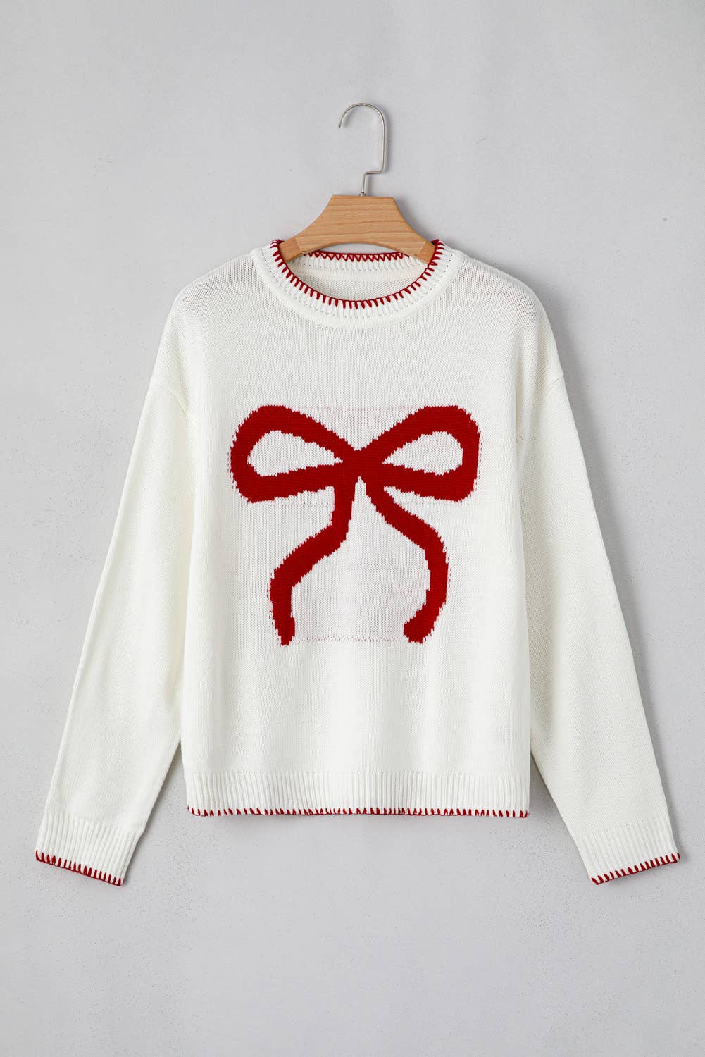 Bow Pattern Christmas Loose Fit Graphic Sweater