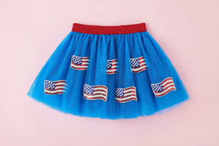 4th of July American Flag Girls Tulle Skirt