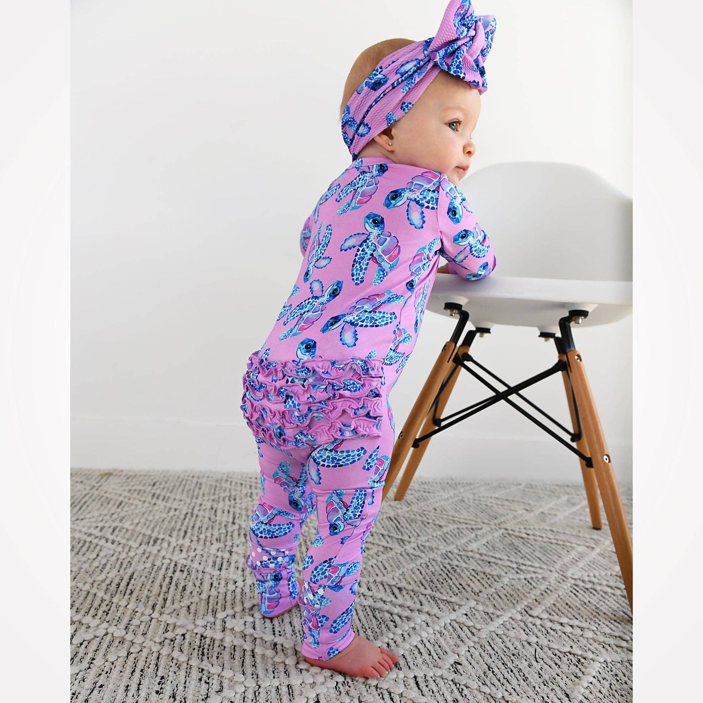 Waverly Sea Turtles Ruffle Zip Bamboo Sleepies Little