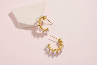 Stainless Steel Pearl Accent Hoop Earrings – Hypoallergenic & Tarnish Free