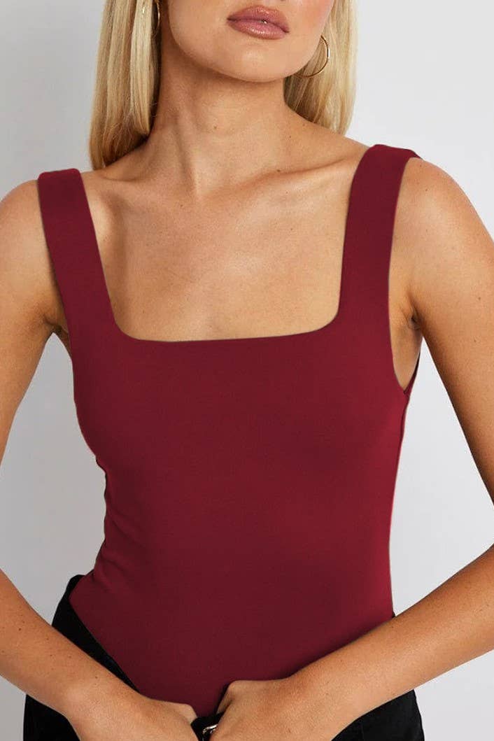 Basic Slim Fit Square Neck Tank Top