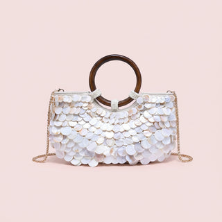 Scarlett Iridescent Ring-Handle Evening Bag