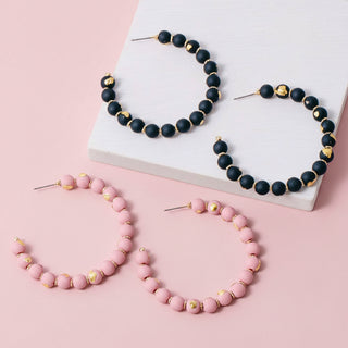 Ball Beaded Hoop Earrings