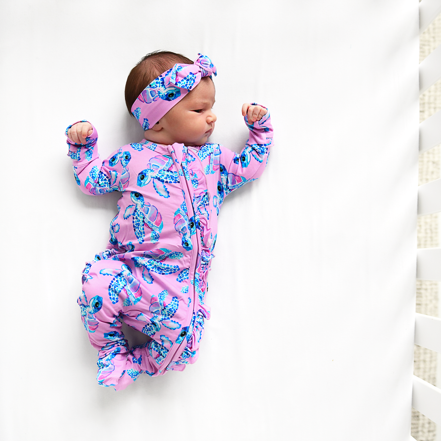 Waverly Sea Turtles Ruffle Zip Bamboo Sleepies Little