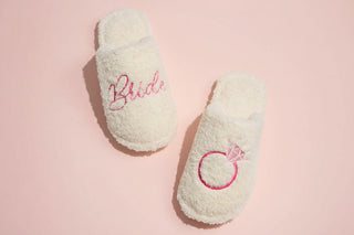 Elegant Bride Fuzzy Wedding Slippers