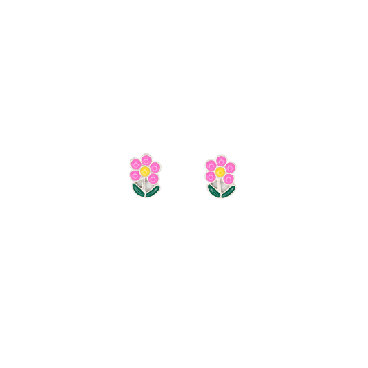 Pink Flower Enamel Post Earring Children's Jewelry
