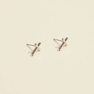 Classic White Gold Cross Stud Earrings