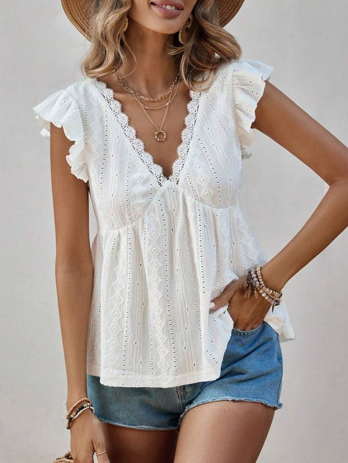 Coastal Grace Eyelet Top
