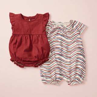 Burt's Bees Festive Pattern Baby Girl Bubble Romper 2-Pack Set