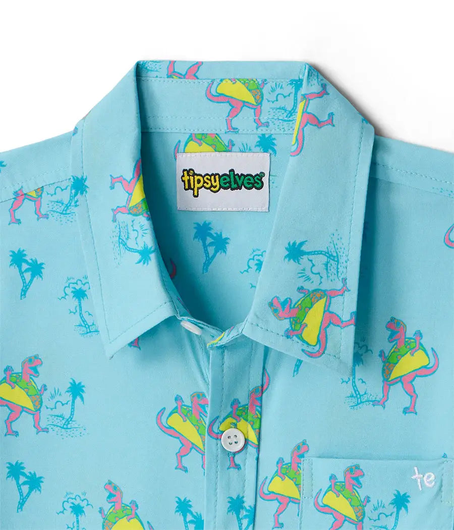 Kid's Tacosaurus Hawaiian Shirt - Youth Button Down