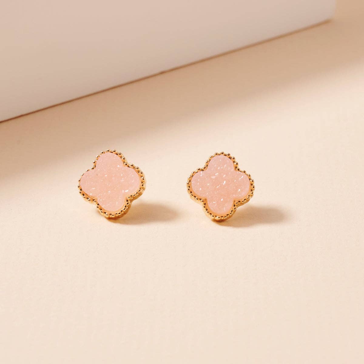 Mini Druzy Clover Stud Earrings