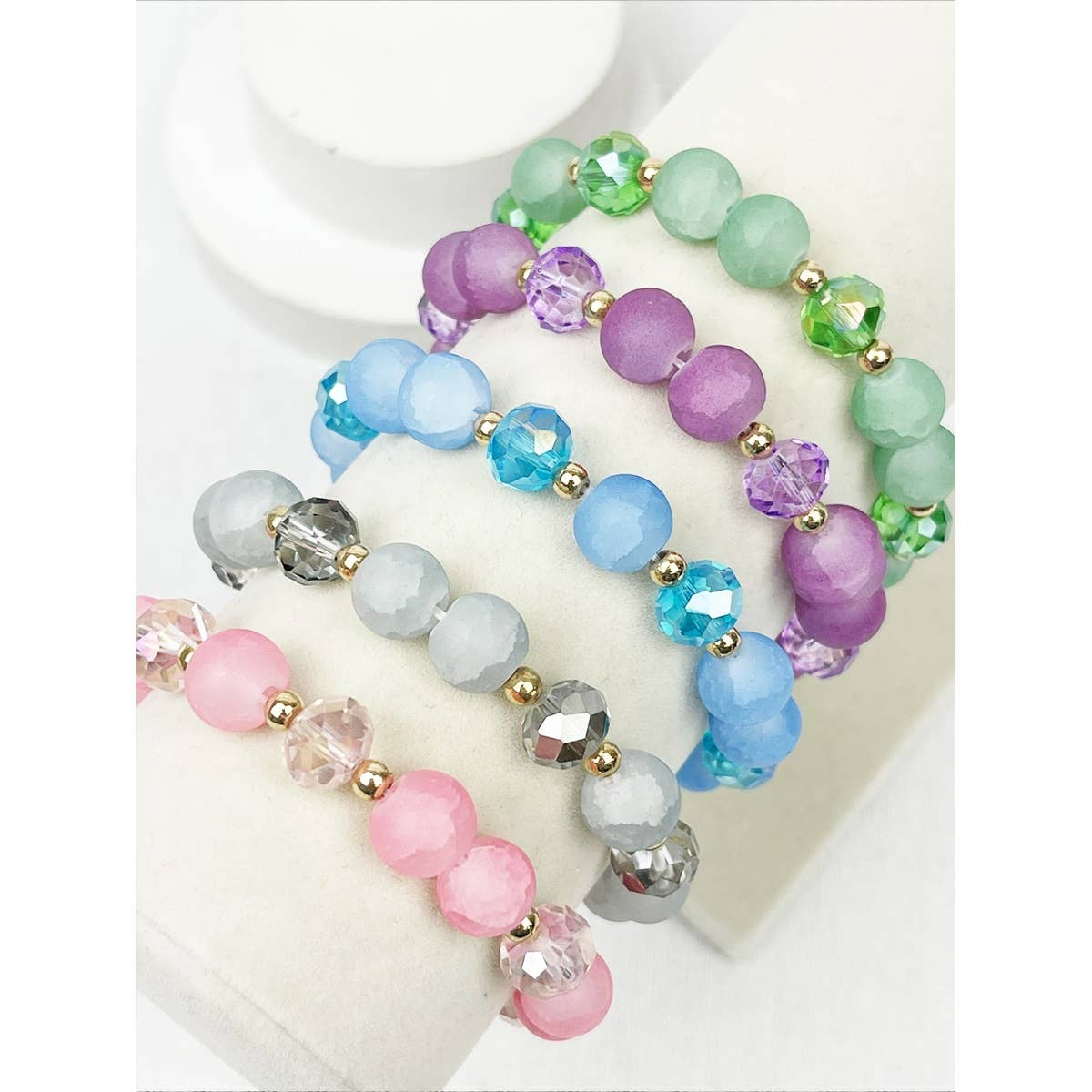Soft Tone Bead Mix Stretch String Bracelet