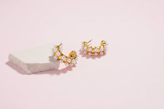 Stainless Steel Pearl Accent Hoop Earrings – Hypoallergenic & Tarnish Free