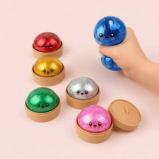 Metallic Mystery Dumpling Bun Squishy Toy
