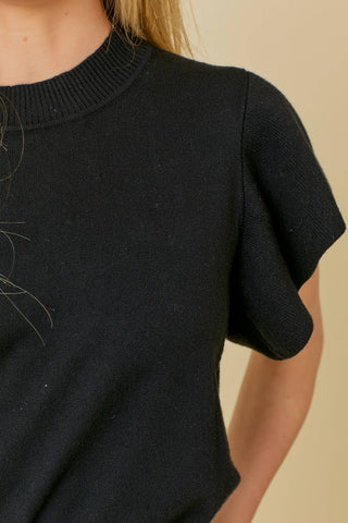 Ruffle Sleeve Solid Sweater