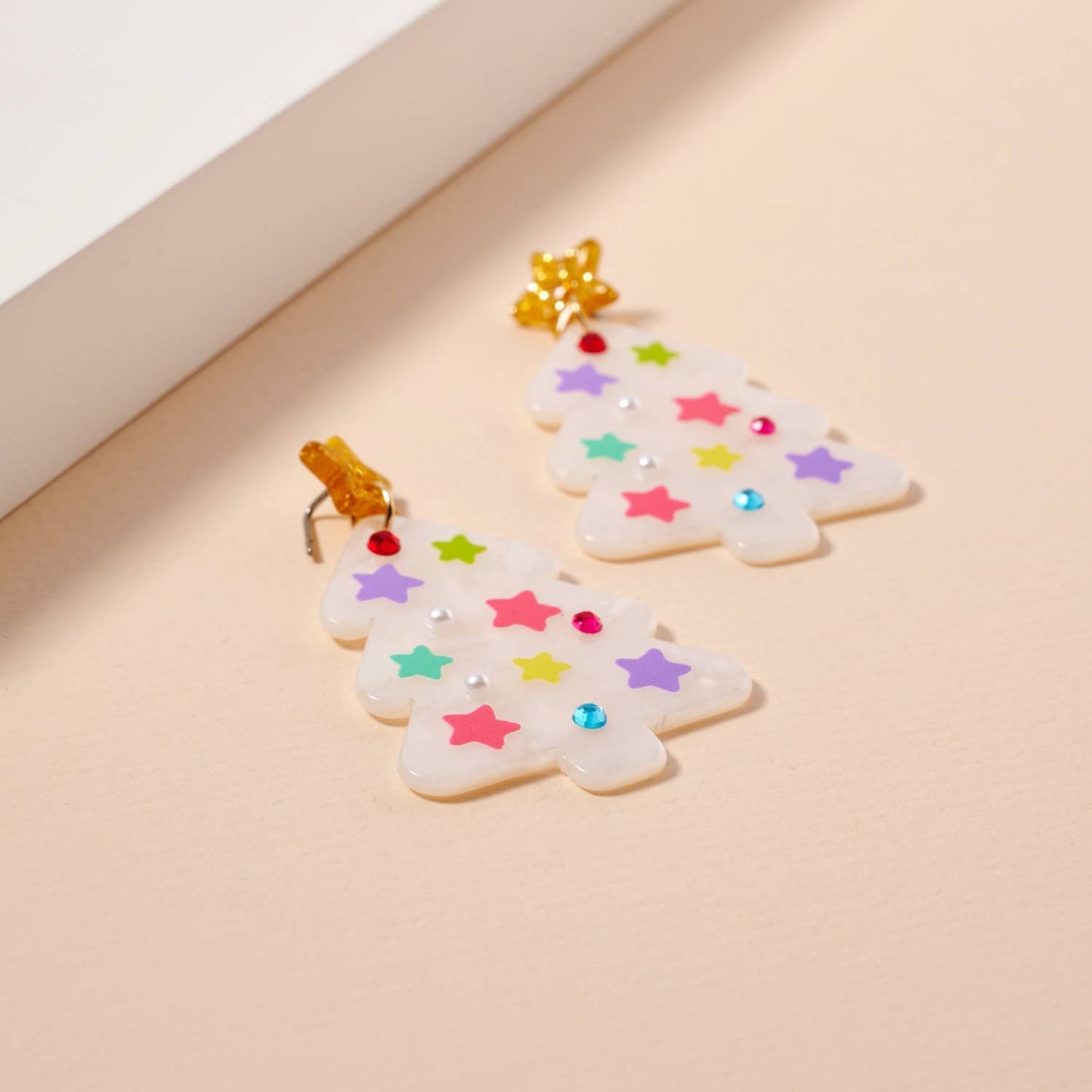 Christmas Tree with Stars Dangling Earrings