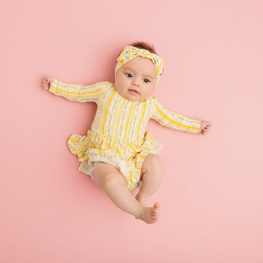 Sunny Meadow Stripe Long Sleeve Bodysuit Bamboo Dress