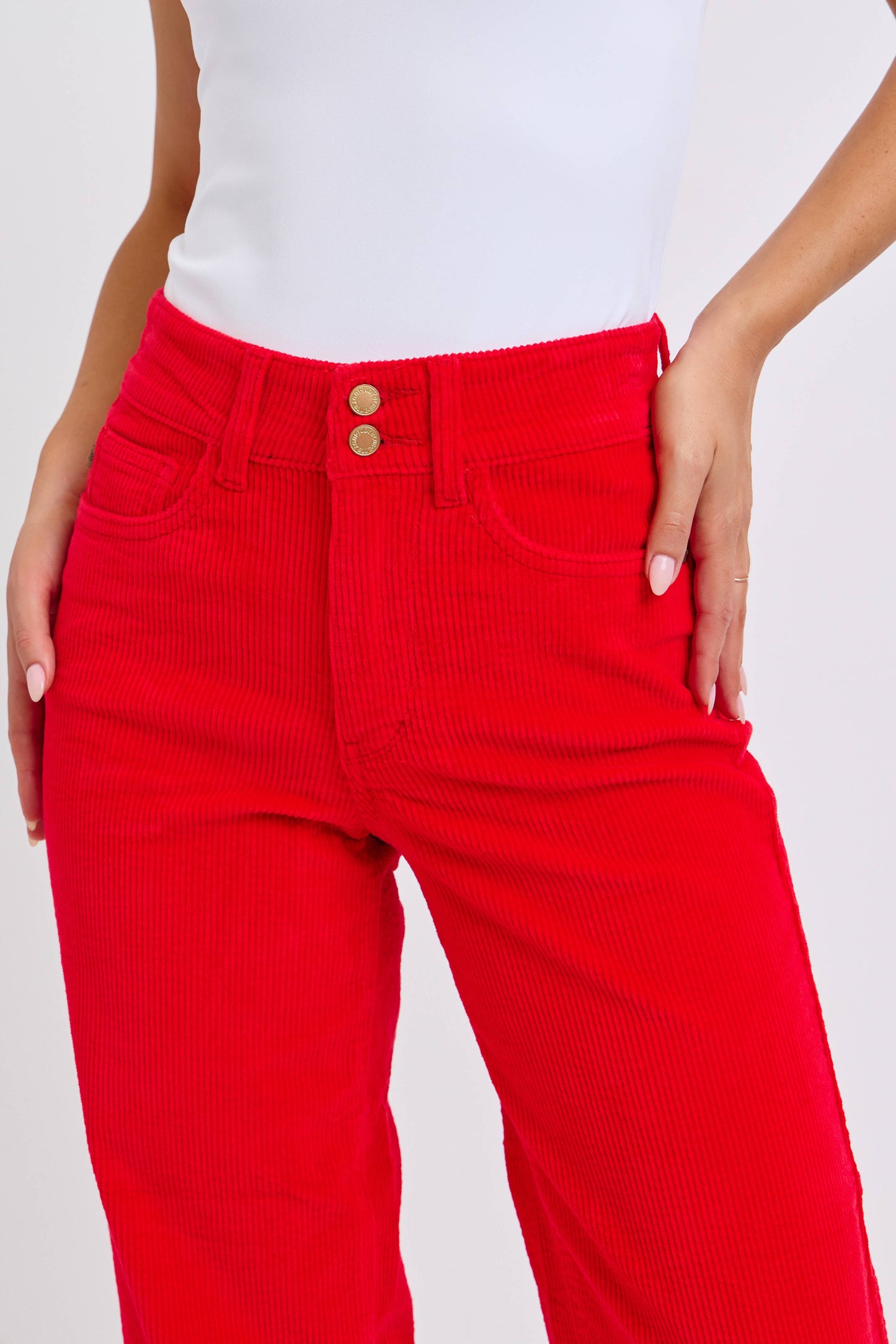 Judy Blue High Waisted Red Corduroy Trouser