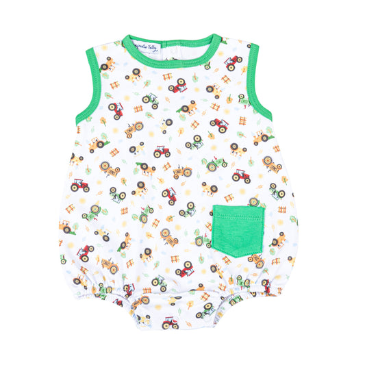 Tractor Time Sleeveless Boy Bubble