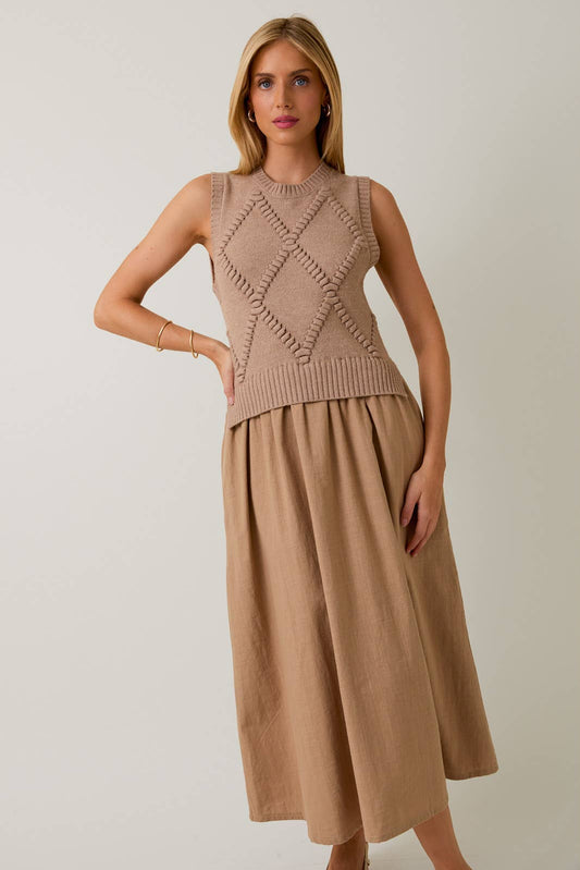 Sweet Stitch Sleeveless Knit Sweater Dress