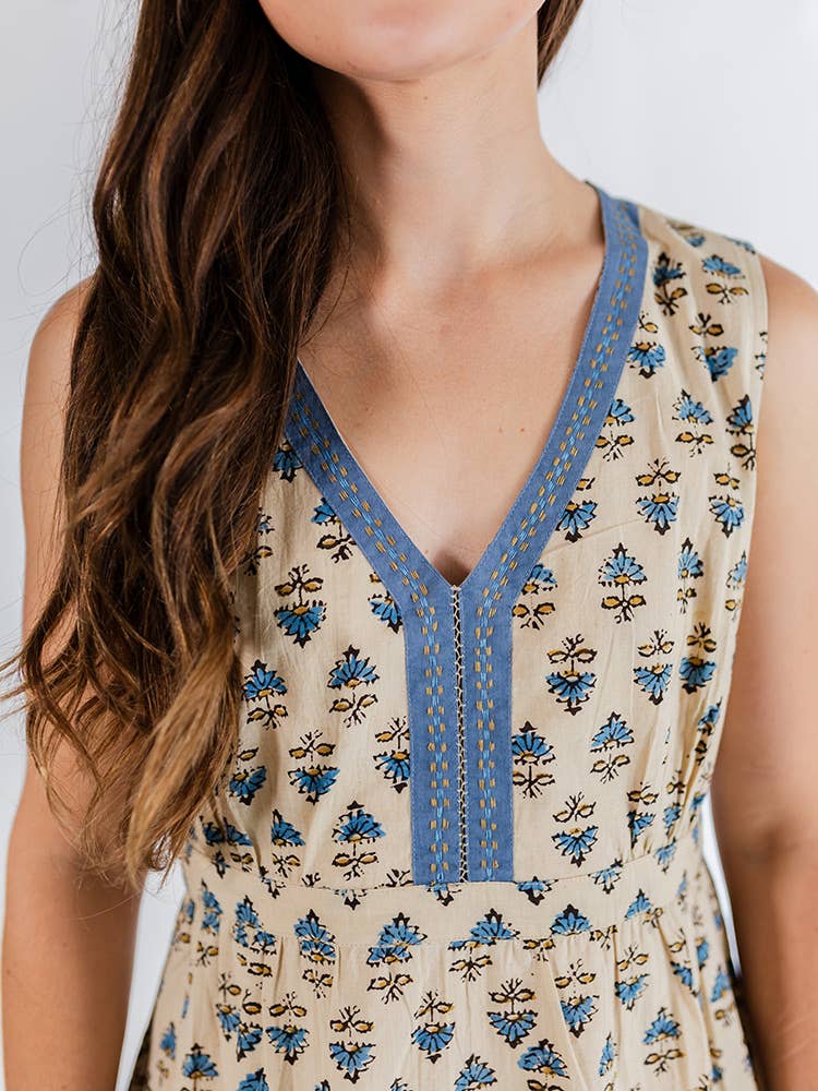Jaya Sleeveless Dress Blue Floral