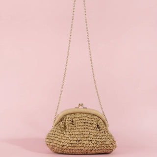 Woven Raffia Frame Shoulder Bag