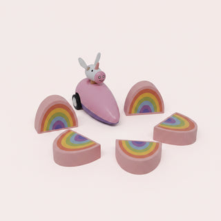 Wooden Unicorn and Rainbow Bowling Game