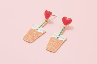 Half Coffee and Half Teacher Enamel Post Earrings
