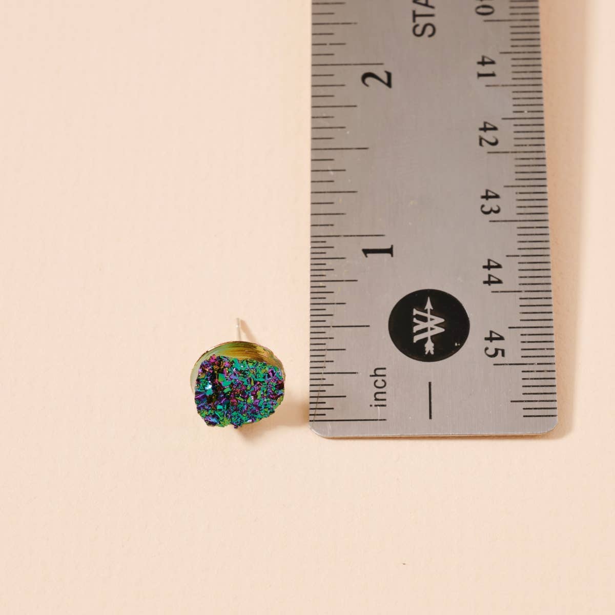 Metallic Druzy Stone Round Stud Earrings