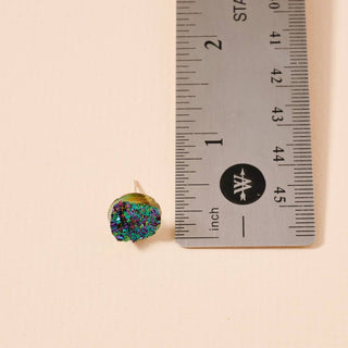 Metallic Druzy Stone Round Stud Earrings