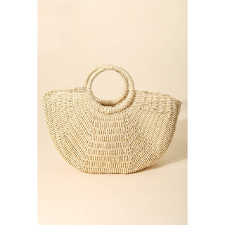 Half Moon Straw Tote Bag