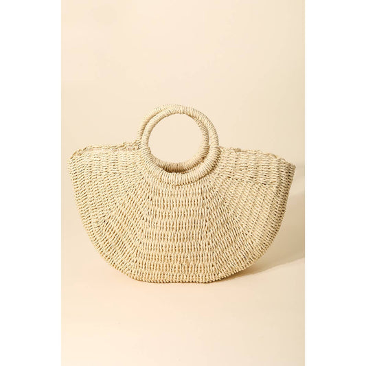 Half Moon Straw Tote Bag