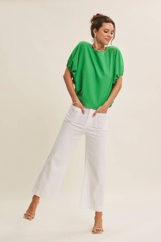 Stretch Cotton Linen High-Waist Ankle Pants