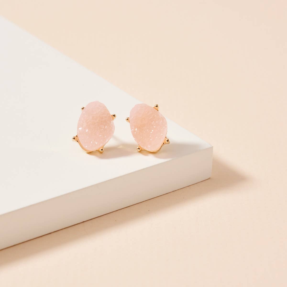 Organic Shaped Druzy Stone Stud Earrings