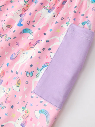 Girls Magical Unicorn & Rainbow Pocket Dress