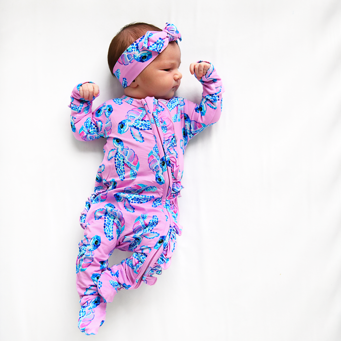 Waverly Sea Turtles Ruffle Zip Bamboo Sleepies Little