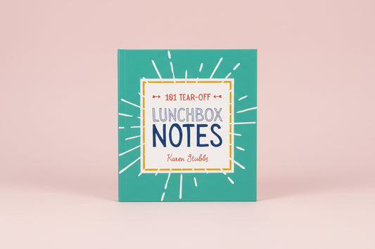 Book titled 'Lunchbox Notes' by Karen Stibbs on a pink background