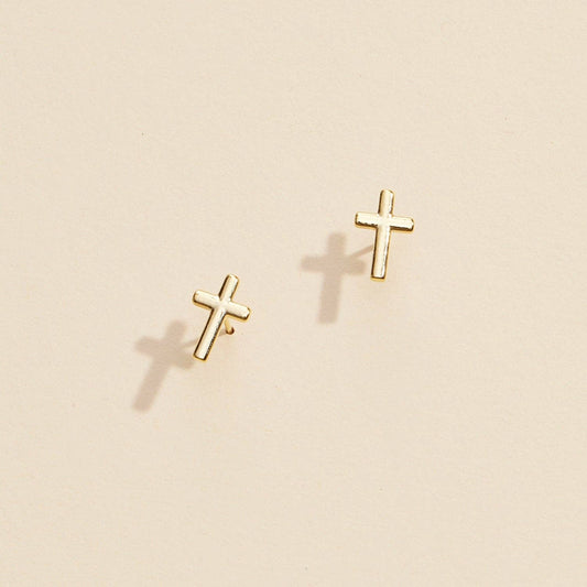 Classic Gold & Silver Cross Stud Earrings